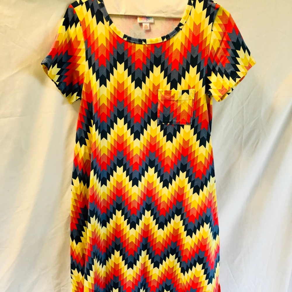 Lularoe XS Carly Pink/Yellow Dress